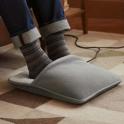 Washable USB Heated Foot Warmer, Made Of Flannel, Electric Heating, Home Warm Slippers, Warm In Winter, Warm And Comfortable, Plush Design, Fit Foot Shape, Washable Fabric, Heating Function, Suitable For Office Workers And Elderly