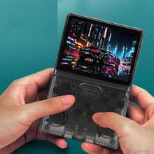 Retro-Handheld-Spielkonsole mit 3,5-Zoll-IPS-HD-Display und 256-GB-TF-Karte – inklusive mehrerer vorinstallierter Spiele und Linux-Betriebssystem | Klassischer tragbarer Arcade-Player - Schwarz - Übersicht 3