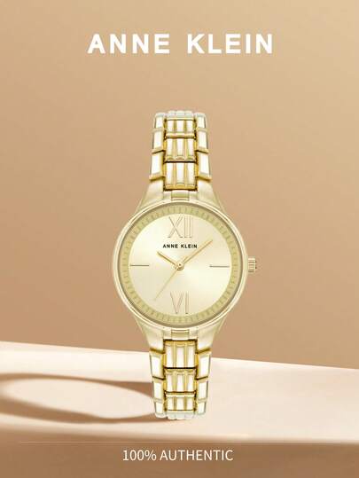 Anne Klein Reloj pulsera de cuarzo con acabado dorado para mujer con pulsera de eslabones ajustables, reloj casual y elegante como regalo para dama, modelo AK/4060CHGB