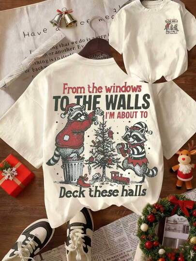 Christmas Sweatshirts From Windows To Walls, Christmas, New Year, Christmas Women's Clothes, Winter Women's Clothes, Fall Outfits For Women, Fall Women's Tops, Women's Casual Round Neck Short Sleeve T-Shirts