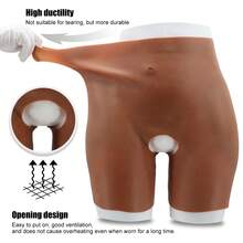 畅销棕色硅胶提臀开裆内裤，性感逼真加厚臀部硅胶假臀塑身衣，打造曲线美臀 - 銅色 - 查看 6