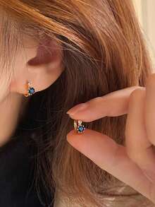 أقراط فاخرة للنساء من البلور الأزرق والأحمر - نحاس بطلاء معدني، مثالية لحفلات الزفاف والمناسبات - الذهبي - مشاهدة 2