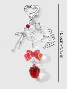 1 móc khóa hình quả dâu tây dễ thương unisex, phụ kiện trái cây mùa hè tươi mát, quà tặng cho cặp đôi/bạn thân, móc treo túi xách, quà tặng cho nữ, quà nhét vào tất Giáng sinh, quà tặng giáo viên, quà tặng chị gái, móc chìa khóa xe hơi, phụ kiện du lịch - Nhiều màu - Xem 3