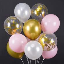 30 piezas de globos de látex metálicos dorados y rosas de 12 pulgadas, globos blancos perlados y globos con confeti dorado para decoraciones de cumpleaños, bodas y aniversarios - 5 - Ver 3