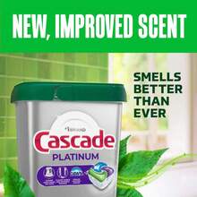 Cascade Platinum Dishwashing Pods, Dishwashing Detergent, Dishwashing Soap, Fresh Scent, Powerful Stain Remover (71 Pods) - 彩色 - 查看 6