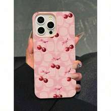 A Good Gifts For Women,1PCS  Creative Simple Pink Cherry Case Soft Protective Bling Case Pocket-Friendly Commuter Series Case For IPHONE 7, 8, X, XS, XR, 11, 12, 13 Pro Max, 14 Pro Max, 15 Pro Max, 16, 13, 14, 15, Plus, Pro, Max, Mini Shockproof And Wear-Resistant Mobile Phone Case, Perfect Holiday Gift For Friends, Family Or Yourself,Pink Phone Case,Cute Phone Cases Pink Christmas - Kiểu 1 (1 CÁI) - Xem 5