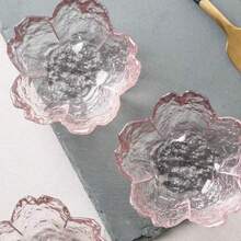 8PCS Cute Pink Cherry Blossom Glass Dish Set - Mini Glass Bowls, Sauce Dishes, Jewelry Dishes & Dessert Plates For Soy Sauce, Snacks, Tea Bags, Fruit, Envases Para Postres - 淺粉色 - 查看 9