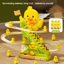 儿童小鸭滑梯轨道灯光音乐自动爬楼梯电动声光玩具男孩女孩可爱造型适合3岁以上生日礼物 - 多色 - 查看 11