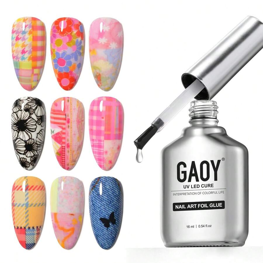 GAOY 16ml Nail Foil Glue, High Adhesion Foil Transfer Gel For Nail Art Stickers, Soak Off UV Light Cure Gel Nail Polish - 1 - 查看 1