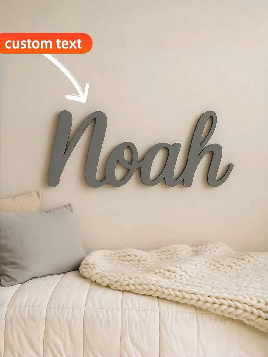 1件定制木质铭牌，宽度4-48英寸，字体颜色可定制，3D立体效果，简约时尚，可爱波西米亚风格，房间装饰，定制木质字母，定制木质标牌，婚礼字母装饰，定制字母墙面装饰，定制派对装饰，适用于家居装饰、墙面装饰、卧室、客厅、派对、婚礼装饰，永恒的爱