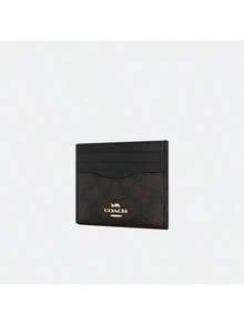Coach Mini Skinny Id Case Monogram Canvas Pocket Wallet for Women Credit Card Holder - 黑色 - 查看 3