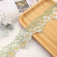 1pc Embroidered Floral Lace Trim, DIY Hair Accessory, Handmade Bow Ribbon, Clothing & Dress Decorative Ribbon - Multicolor - View 3