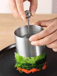 1件套不锈钢沙拉模具套装 - 圆形，创意厨房工具，适用于餐厅和酒店的西式菜肴摆盘 - 銀色 - 查看 4