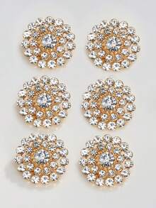 6 piezas de botones de cristal de estrás con patrón de girasol - Cristal de color AB y perlas de vidrio de estrás con base de metal, adecuados para manualidades DIY, costura, ropa, bolsos y decoración de zapatos - Multicolor - Ver 12