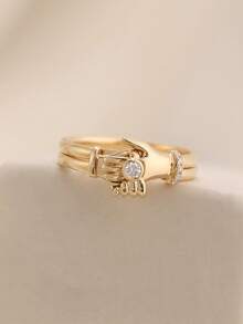 2枚/套 独特拥抱握手设计 S925 银戒指，哥特式手形简约创意纯银戒指，适合女性日常佩戴，情人节、生日、周年纪念日礼物