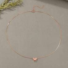 1件925纯银极简蝴蝶吊坠项链，精致别致的锁骨链 - 玫瑰金 - 查看 4