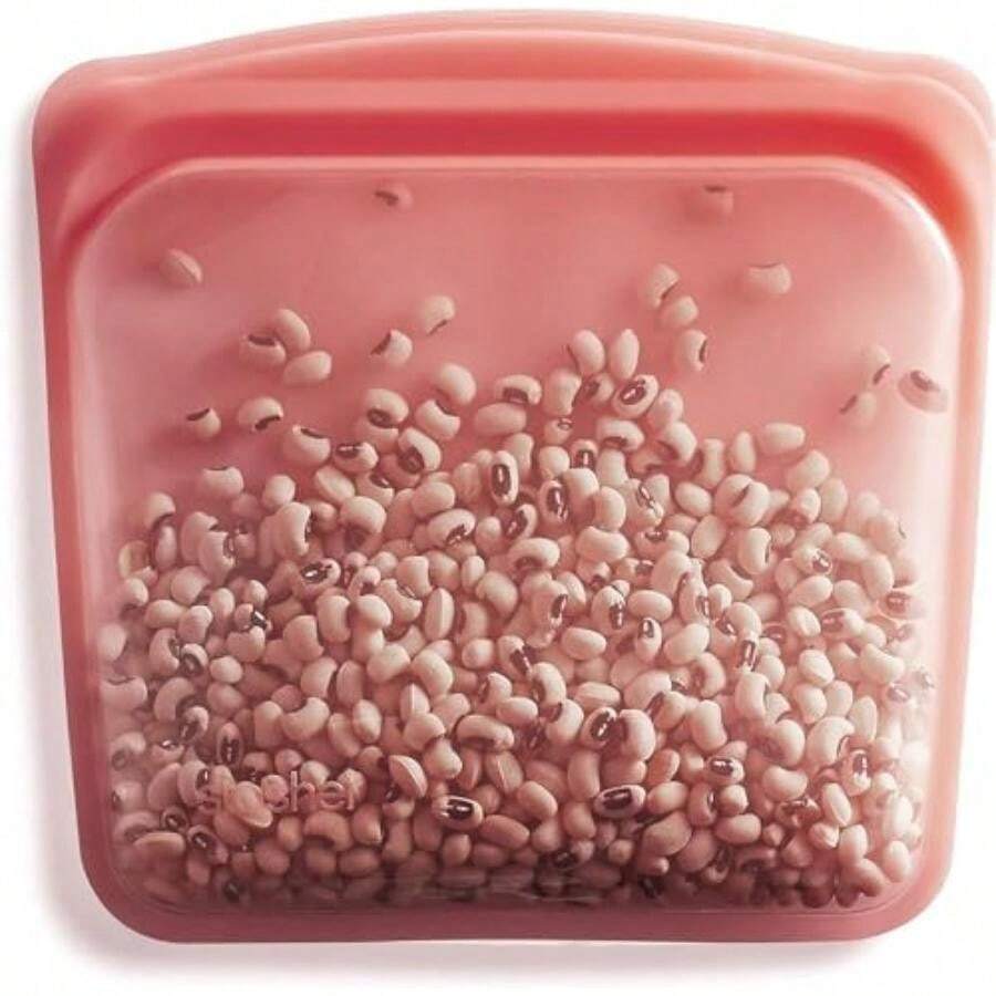 Silicone Reusable Storage Bag, (Lavender) | Meal Prep Storage Container | Lunch, Travel, Makeup, Gym Bag | Freezer, Oven, Microwave, Dishwasher Safe, Leakproof(Sandwich Rojo) - Multicolor - Ver 1