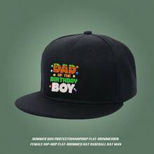 Black design, game style, with the text "DAD OF THE BIRTHDAY BOY", baseball cap, stylish, for men large head around fashionable snapback cap retro breathable Baseball cap flat bill cap baseball cap snapback visual graphic print snapback cap unisex small head around low cap duck cap ball cap haphop baseball cap low cap sports duckville cap - ブラック - チェックする 4
