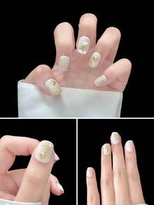 10片手工制作的圣诞主题中号椭圆形美甲贴片，带有3D圣诞树、雪山和星星图案。高品质闪亮美甲贴片，适合女性日常佩戴和圣诞庆祝活动。 - 彩色 - 查看 3