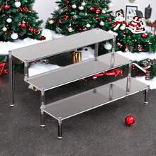 1 Desktop Transparent Acrylic Christmas Decoration Staircase Display Rack, Christmas Party Desktop Acrylic Trapezoidal Creative Decoration Decoration Ornament, Miscellaneous Items Staircase Display Shelf - Clear - View 2