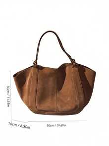 大容量鹿皮手提包 女士 2025 新款奢华小众高感通勤单肩便携腋下包 - 棕色 - 查看 2