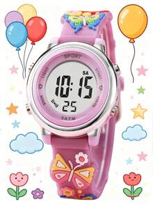 1pc/Set Casual Minimalist Cartoon Cute Butterfly Silicone Watch, & Year-End Promotion, Ideal Holiday Gift - Multicolor - View 4