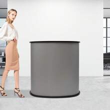 Portable Trade Show Counter - 35.4 Inch Height Detachable Display Table With Storage Compartment - 110lbs Capacity For Exhibitions And Promotional Events - Black - View 12
