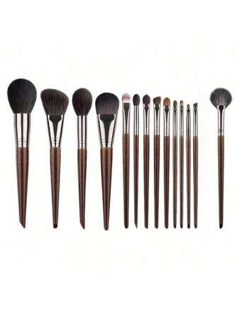 14 piezas Juego de brochas de maquillaje profesional - Brocha para polvo, brocha para contorno, brocha para rubor, brocha para mascarilla facial, brocha abanico para iluminador, brocha para corrector, brocha para iluminador, brocha grande para mezclar sombras de ojos, brocha pequeña para mezclar, brocha angulada para sombras de ojos, brocha pequeña de detalle, brocha grande para sombras de ojos, brocha para labios. Herramientas premium para el cuidado de la piel, cerdas suaves, esponjosas y pigmentadas, mangos de madera para un agarre fácil, perfectas para la aplicación de maquillaje diario, juego de brochas, kit de brochas de maquillaje, juego de brochas de maquillaje, juego de maquillaje completo, juego de brochas de maquillaje, kit de maquillaje completo, kit de brochas, juego de brochas de maquillaje, set de regalo de maquillaje, set