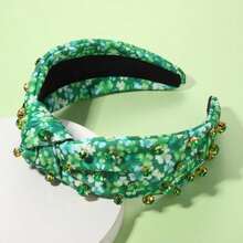 PHALIN St Patricks Day Headband For Women Green Lucky Shamrock Embellished Rhinestone Crystal Pearl Knotted Headband St Patricks Day Hair Accessories Irish Holiday Gifts (Shamrock 3) - ColorC - 查看 4