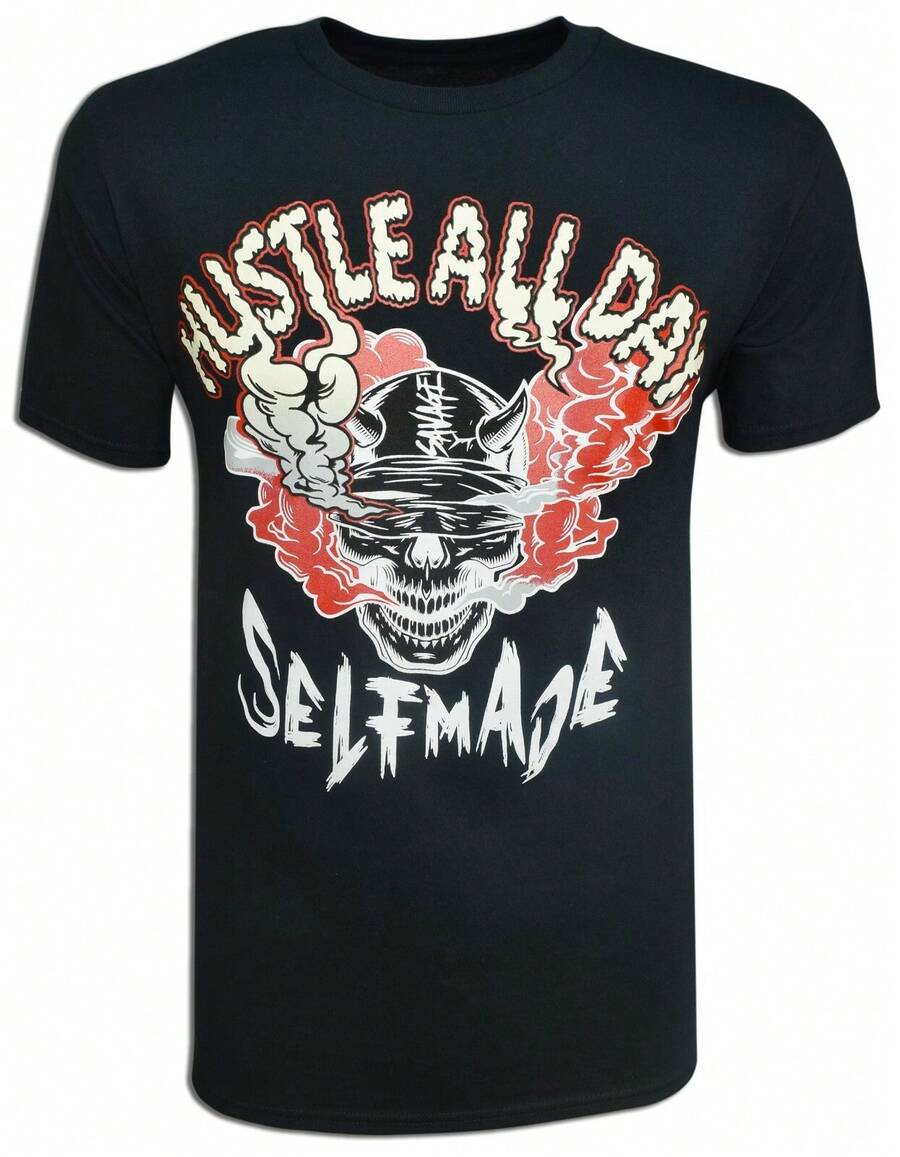 Hustle All Day Tee Self Made Money Maker NEW Men Women Graphic T-Shirts - Black - View 1