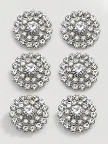 6 piezas de botones de cristal de estrás con patrón de girasol - Cristal de color AB y perlas de vidrio de estrás con base de metal, adecuados para manualidades DIY, costura, ropa, bolsos y decoración de zapatos - Multicolor - Ver 11