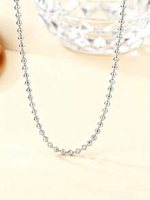 1 Peça Colar Feminino Minimalista e Elegante de Aço Inoxidável com Contas Rombo e Corrente Fina para Decoração Diária - Prata - Visão 2