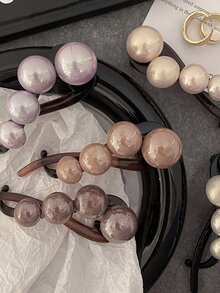 2 peças de presilha de cabelo simples com pérolas artificiais torcidas para meninas, ideal para penteados elegantes com coque na parte de trás. Acessórios para cabelo, grampos e outros itens de cabelo.