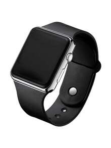 1 Set Men's Casual Fashion Square LED Digital Watch, Pendant Bracelet Necklace Ring, Stylish Analog Watch Set, Suitable As Versatile Festive Gift, Birthday Present, Christmas Accessory