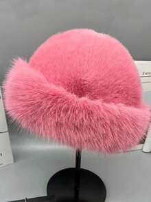 Women's Thickened Warm Fashion Simple Bucket Hat, Faux Mink Fur Mongolian Hat, Comfortable Sun Protection, Suitable For Winter Outfits - Multicolor - View 22