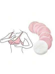 6片装有机哺乳垫 - 可洗哺乳胸罩、哺乳胸罩乳垫、吸奶胸罩可重复使用胸垫、孕妇哺乳胸罩垫 - 彩色 - 查看 1