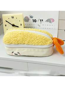 Hộp đựng bút hình tôm chiên, hộp văn phòng phẩm bằng vải nhung dễ thương và thời trang, túi đựng bút dung tích lớn dành cho học sinh, túi đựng đồ dùng trên bàn làm việc. - hộp đựng bút chì - Xem 1