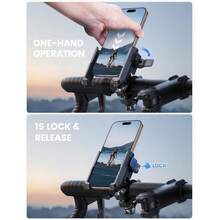 Lamicall Motorcycle Bike Phone Mount [No Block Camera] [1s Lock] Bike Cell Phone Holder Clamp Bicycle Scooter Handlebar Clip For IPhone 17 Pro Max Air 16 15 14 Plus 13 Galaxy S25 4.77" Phones - Black - View 3