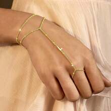 Hand Chain Bracelet For Women Dainty Gold Initial Bracelets Ring Bracelet Hand Chain Hand Jewelry Christmas Gifts For Women  2025,L - L - 查看 3