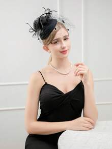 HITYfascinator 1pc Derby Hat Veil Mesh Fascinator For Christmas Tea Party Halloween 1920S Birthday Horse-Racing Wedding Hat Church Hat With Clip - 2025 STYLE - View 18