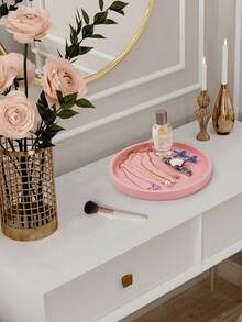 Round Silicone Bathroom Vanity Storage Display Tray, Suitable For Dressing Table Bathroom, Can Store Perfume Lotion Candle Cosmetics Jewelry, Sink Soap Rack Storage Rack, Countertop Coffee Table Decorative Storage , Makeup Room Decor - Multicolor - View 2