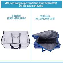 VENO Heavy Duty Moving Bags Extra Large Ornament Organizer Storage Bags With Zippers And Handles College Dorm Clothes Packing Plies Storage Box Tote Reusable Foldable -Friendly Clear 10 Pack