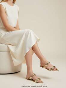 Women's Silver Comfort Leaf Toe Flats - 金色 - 查看 1