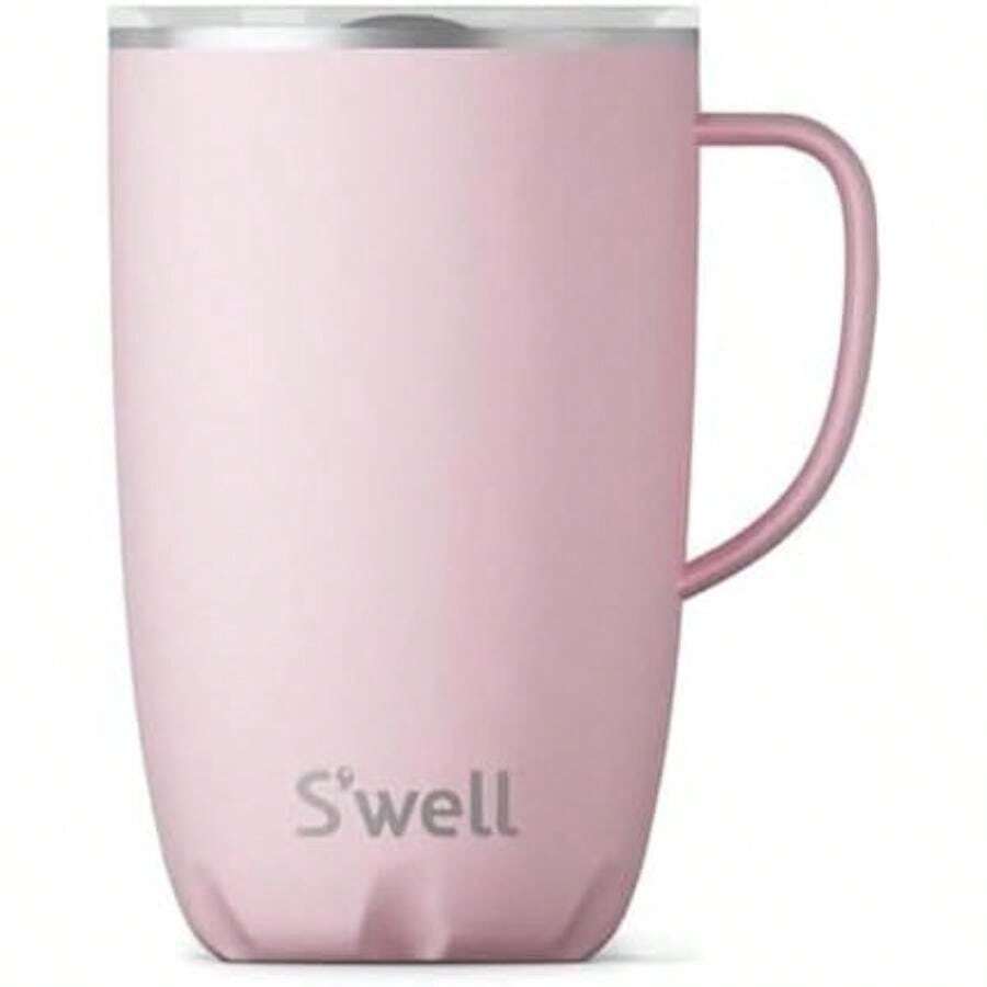 S'well - Taza de acero inoxidable con asa, 12 onzas, , recipientes aislados aspiradora de triple capa, mantiene las bebidas frías y calientes durante más tiempo, última intervensión(rosado (Pink Topaz) 473,18ml) - Multicolor - Ver 1