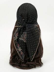 1pc Rhinestone Bandana Scarf, Stylish Headscarf, Shiny Headwrap For Dress - Multicolor - View 45