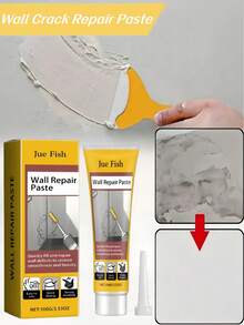 JUE FISH Wall Repair Set - Quick Installation Drywall Repair Agent, Hole And Crack Filler, Sticky Gypsum Wall Repair Agent, White, Easy To Use For Home Repairs, Wall Damage, Scratches, Dents, Cracks, Nail Holes Repair Wall Paste.