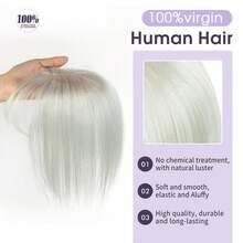 5x9cm Human Hair Topper Hair Piece Top Base Middle Part With Bangs 9 Colors Available For Women Hair Loss Or Bangs HairStyle, Easy To Install, Lightweight, Suitable For Daily Use, Dates, Parties, And Various Holidays. Highlight Your Beauty - SA02 - 查看 2