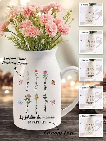 1pc Personalized Home Decoration Vase, Customizable Name, Birthday Flower, Text, Can Be Customized With Multiple Cute, Daily, Colorful, Fashionable Styles, Valentine's Day Gifts, Birthday Gifts, Mother's Day Gifts, Daily Gifts, Exquisite Home Decoration Vase Graduation,Multi-Functional,Durable,Ornamental,Reusable,Exquisite,Stylish,High-Quality,Colorful,Modern,Custom,Personalized,Unique,Home Refresh,Customized Vase