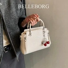 BELLEBORG 鳄鱼纹压花拉链装饰女士手提包带吊坠 - 白色 - 查看 12