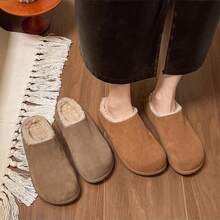 热搜网红女士棉拖鞋 2025 冬季新款复古日系毛绒圆头平底百搭家居拖鞋 - 卡其色 - 查看 8
